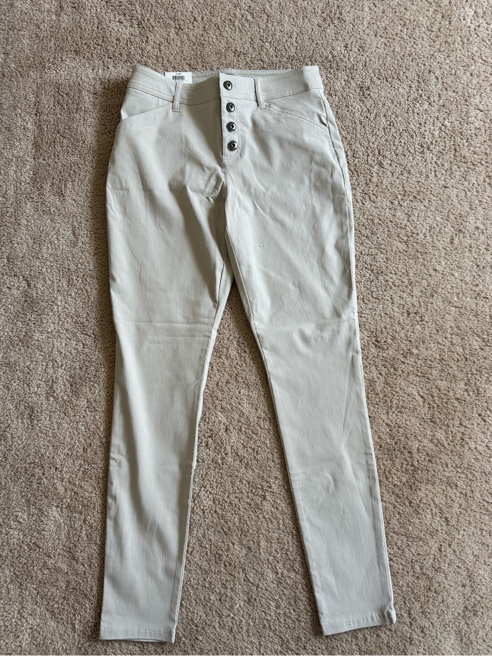 INC International Concepts Women's Button-Fly Skinny Leg Beige Pant